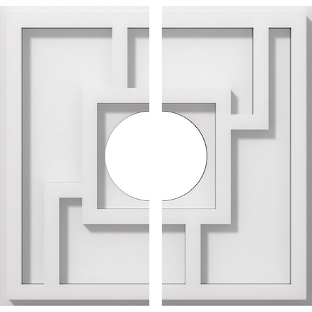 Ekena Millwork Knox Architectural Grade PVC Contemporary Ceiling Medallion, Two Piece, 10"OD x 3"ID x 3 1/2"C x 1"P CMP10KX2-03000